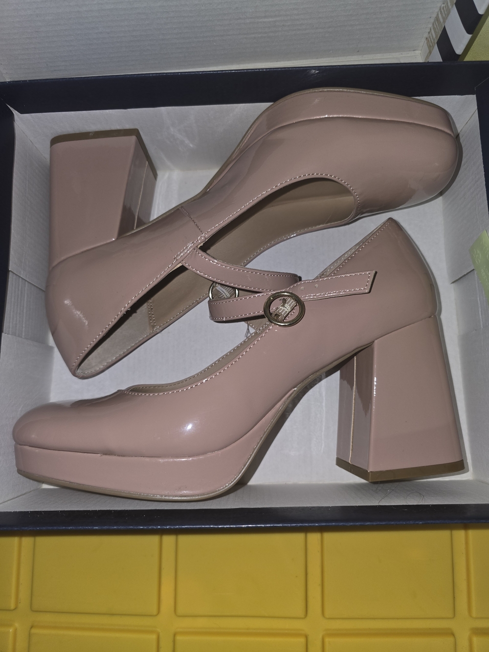 crown & ivy Blush Patent Mary Jane Block Heel Pumps